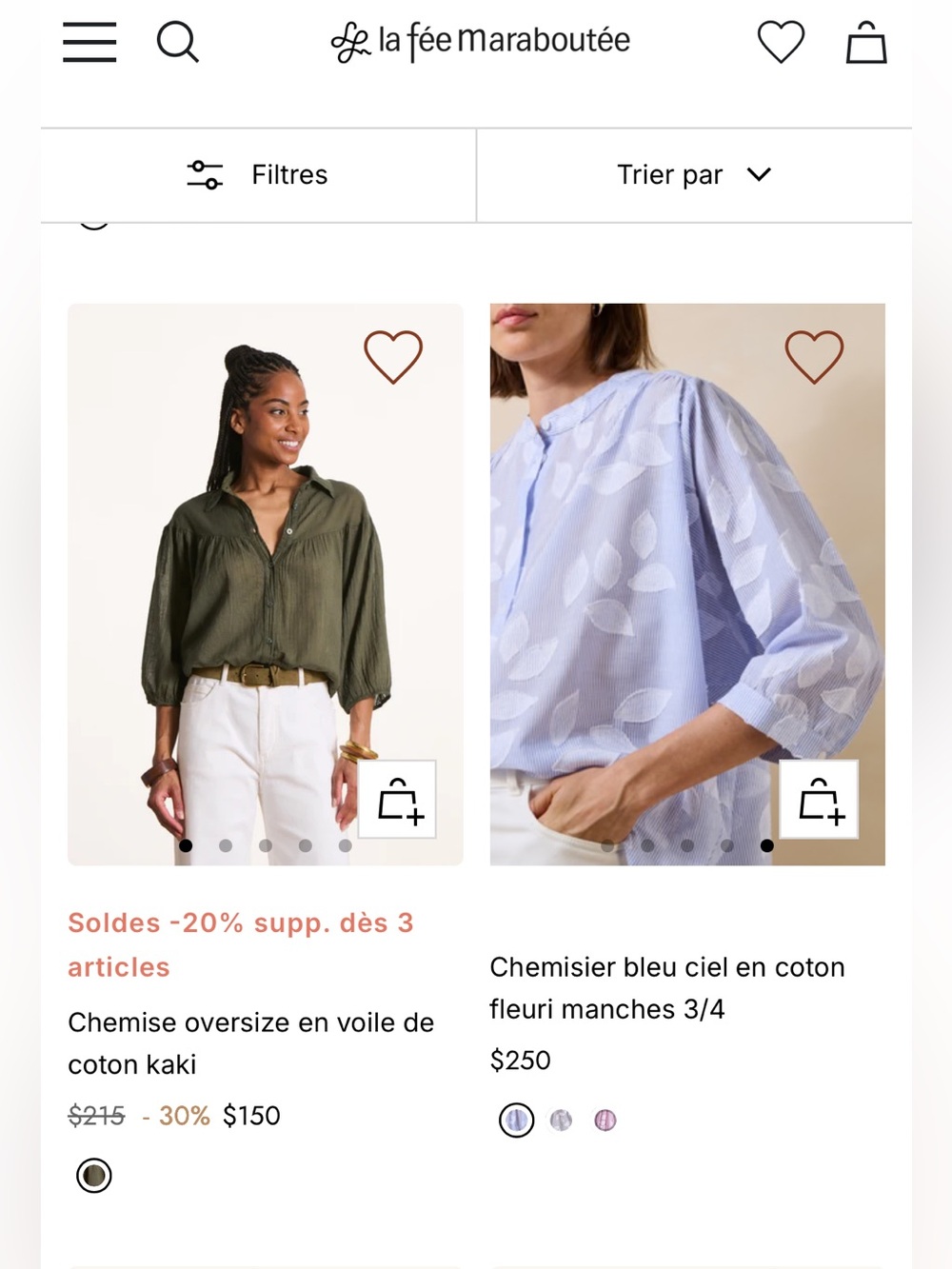 LA FÉE MARABOUTÉE, leaves print 3/4 sleeves blouse!